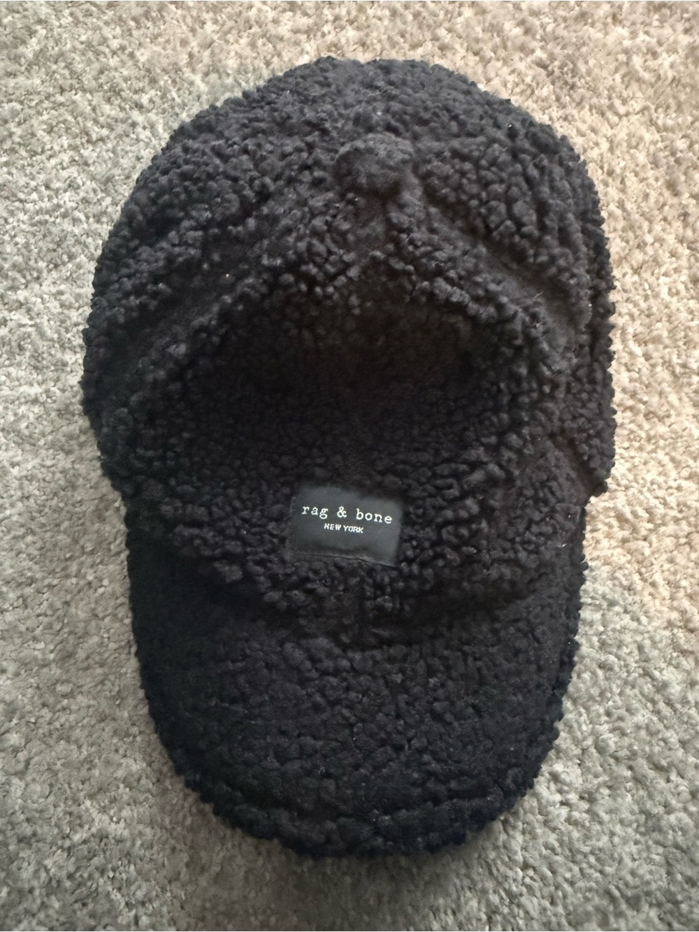 rag & bone Black Sherpa Baseball Cap